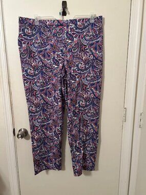 Isaac Mizrahi Live Paisley Pants 20W | Plus Size Pull On Stretch Ankle Pants Col